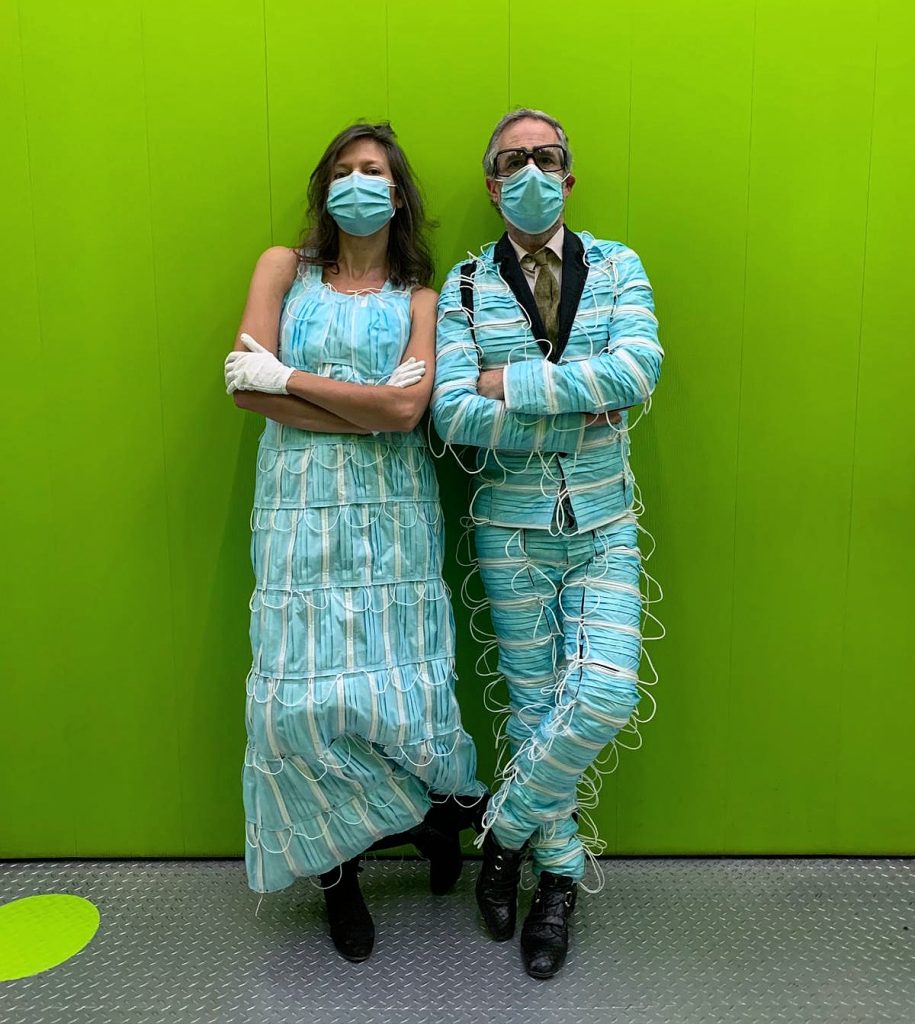 Adrian Wilson and Heidi Hankaniemi, <em>Wear a Mask</em> at the New Museum. Photo by Tudor Vasilescu.