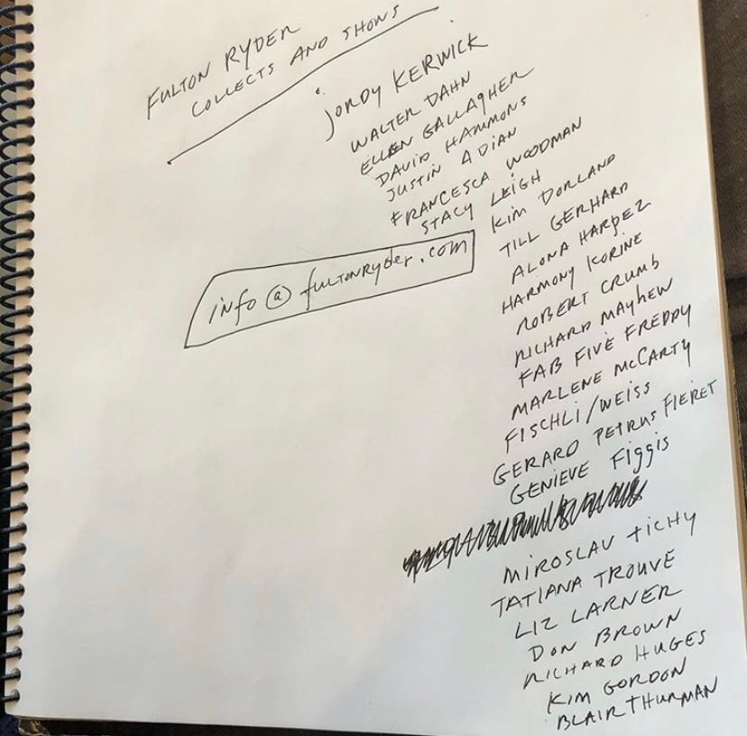 A list of artists for the new iteration of Fulton Ryder. Photo courtesy Instagram.
