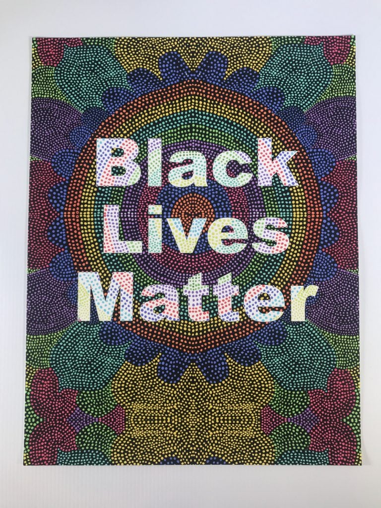 Saya Woolfalk, <em>Protest Poster (Black Lives Matter)</em> for the “Show Me the Signs” auction. Photo by Ed Mumford, courtesy of the African American Policy Forum.