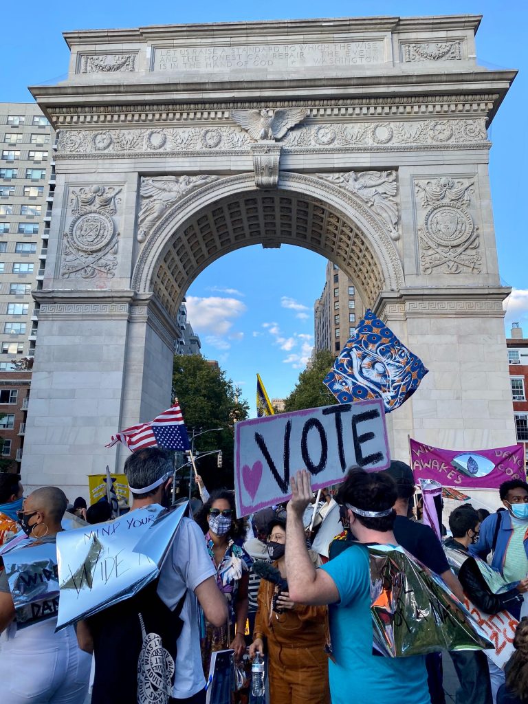 The Wide Awakes rally in Washington Square Park. Photo by Sarah Cascone.