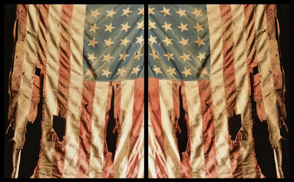 Andres Serrano, <em>Old Glory I–II, 1920’s American 48 Star Flag</em> from the series "Infamous." Photo ©Andres Serrano, courtesy Galerie Nathalie Obadia, Paris and Brussels. 