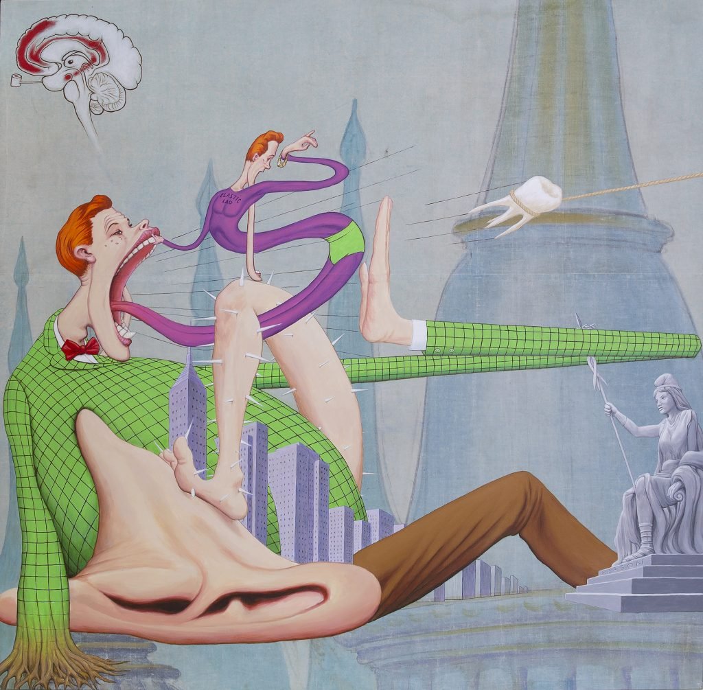 Jim Shaw, Jimmie Olsen Vs The Goddess Of Reason (2020). Courtesy of the artist and Simon Lee Gallery.