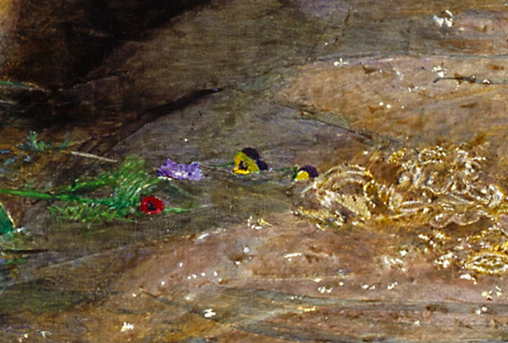 Pansies in John Everett Millais, <em>Ophelia</em>.