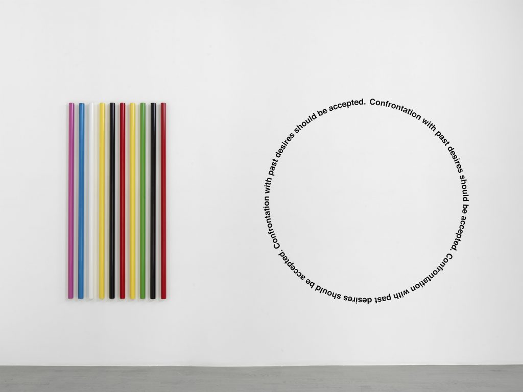 Installation view of "Liam Gillick: It should feel like unicorns are about to appear a.k.a. Half Awake Half Asleep,"2020. Courtesy of Alfonso Artiaco, Naples, Italy.