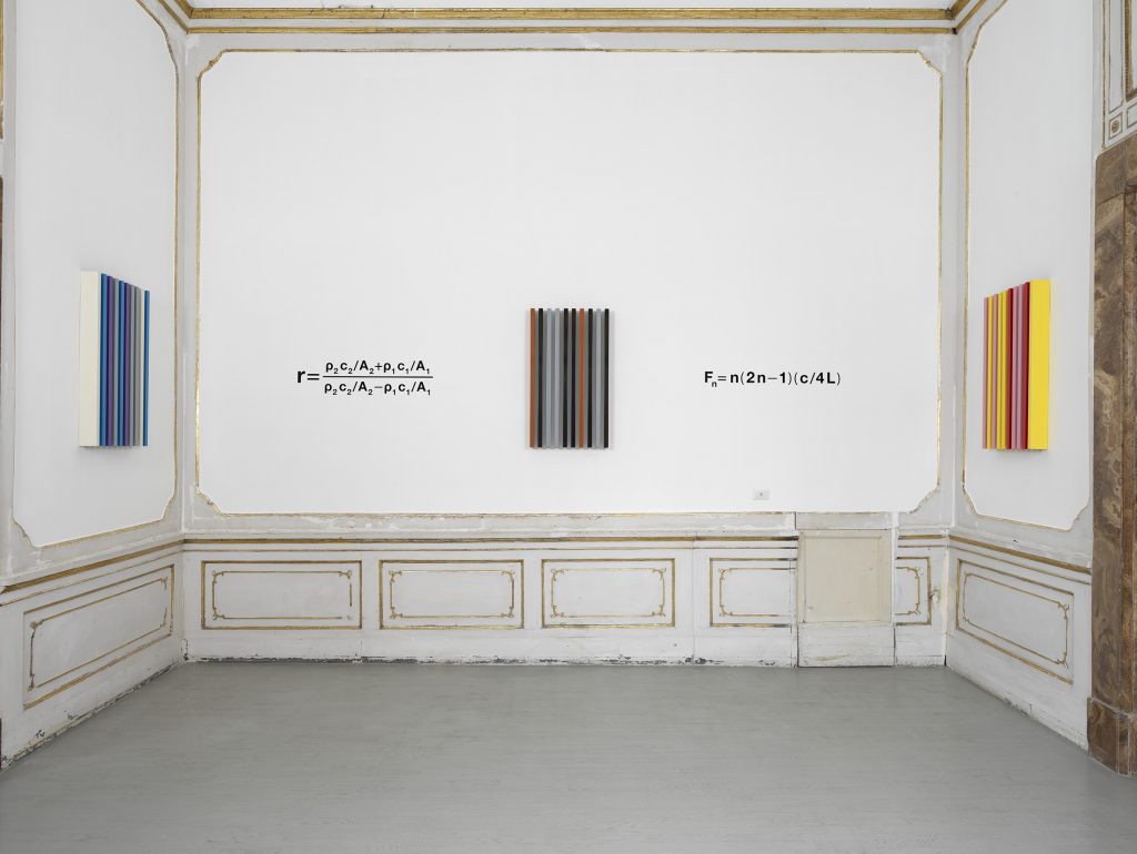 Installation view of "Liam Gillick: It should feel like unicorns are about to appear a.k.a. Half Awake Half Asleep, "2020. Courtesy of Alfonso Artiaco, Naples, Italy.