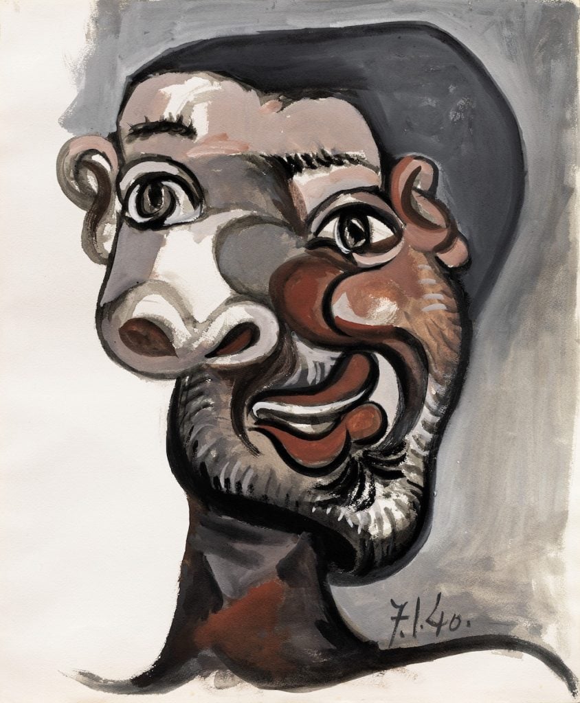 Pablo Picasso, Tête d'homme (1940). Image courtesy Sotheby's.