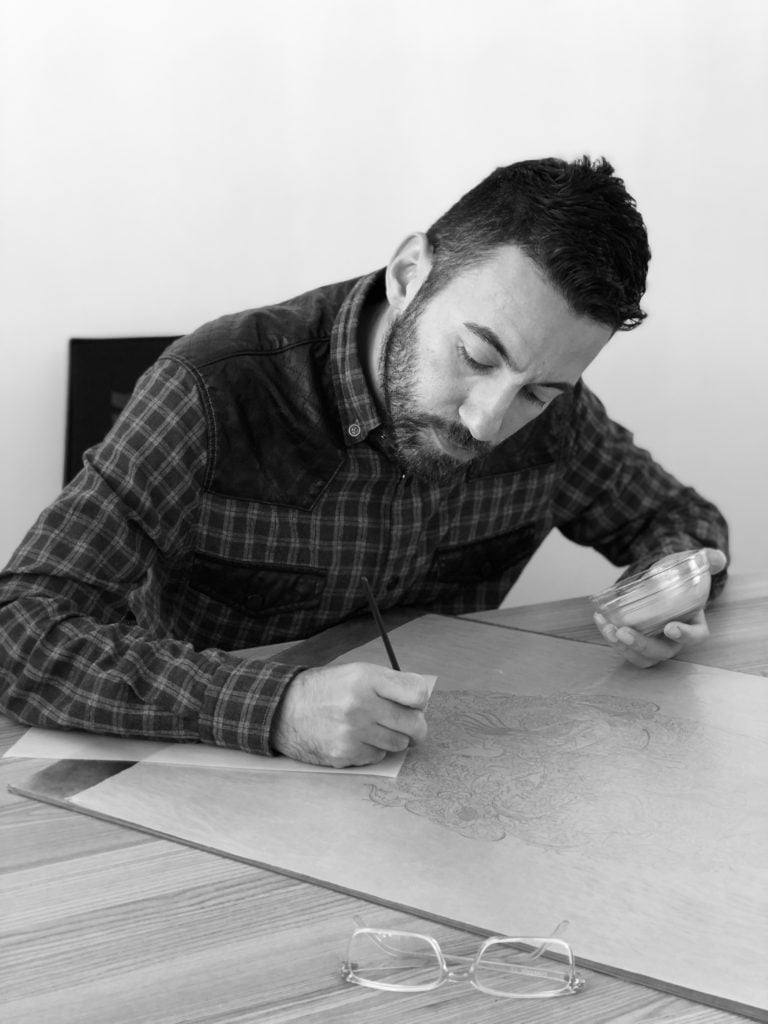 Onur Hastürk at work in his studio.