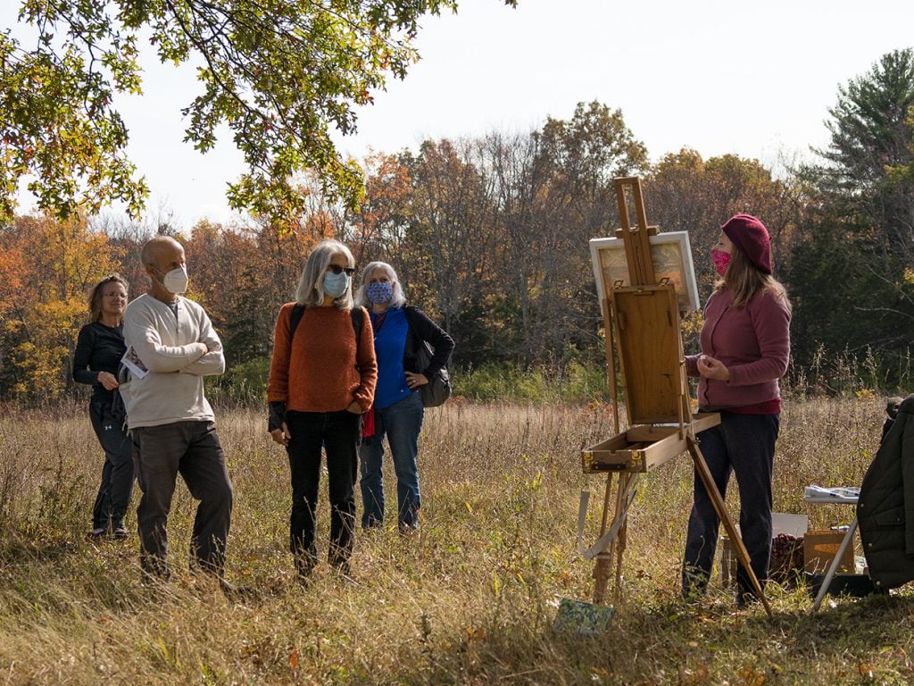 The Plein Air Art Walk at Mohonk Preserve in New Paltz, New York, featuring artists from Roost Studios. Photo by Lee Courtney.