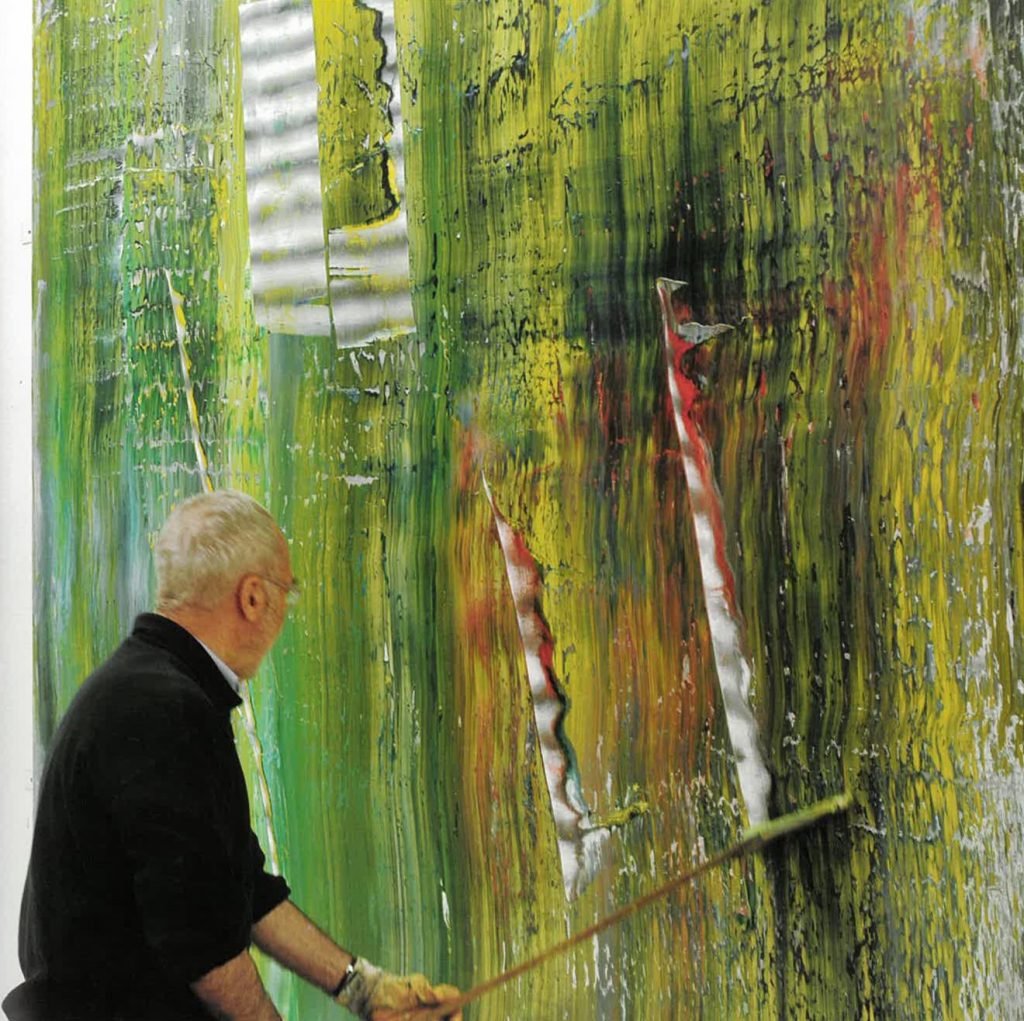 Gerhard Richter working on one of his "Cage" paintings, Cologne, Germany, 2006. Artwork © Gerhard Richter 2020 (05102020) Photo: © Hubert Becker, Courtesy Gagosian.