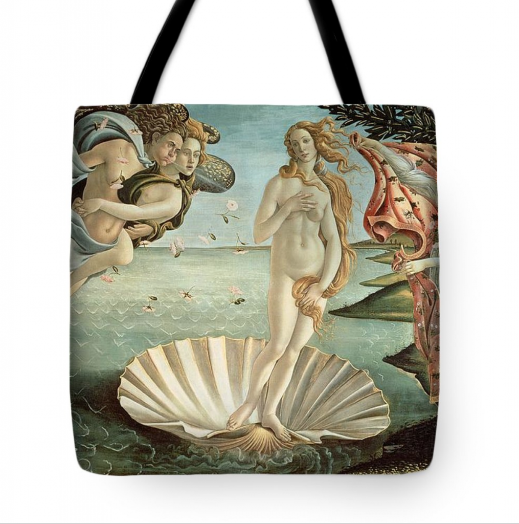 Tote bag with The Birth of Venus by Sandro Botticelli. Courtesy of Fine Art America.