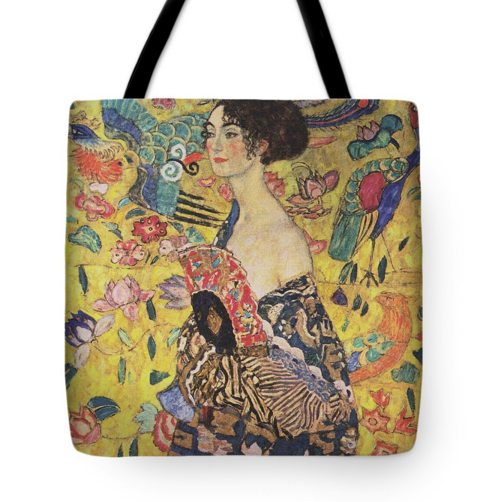Tote bag with Lady With Fan by Gustav Klimt. Courtesy of Fine Art America.