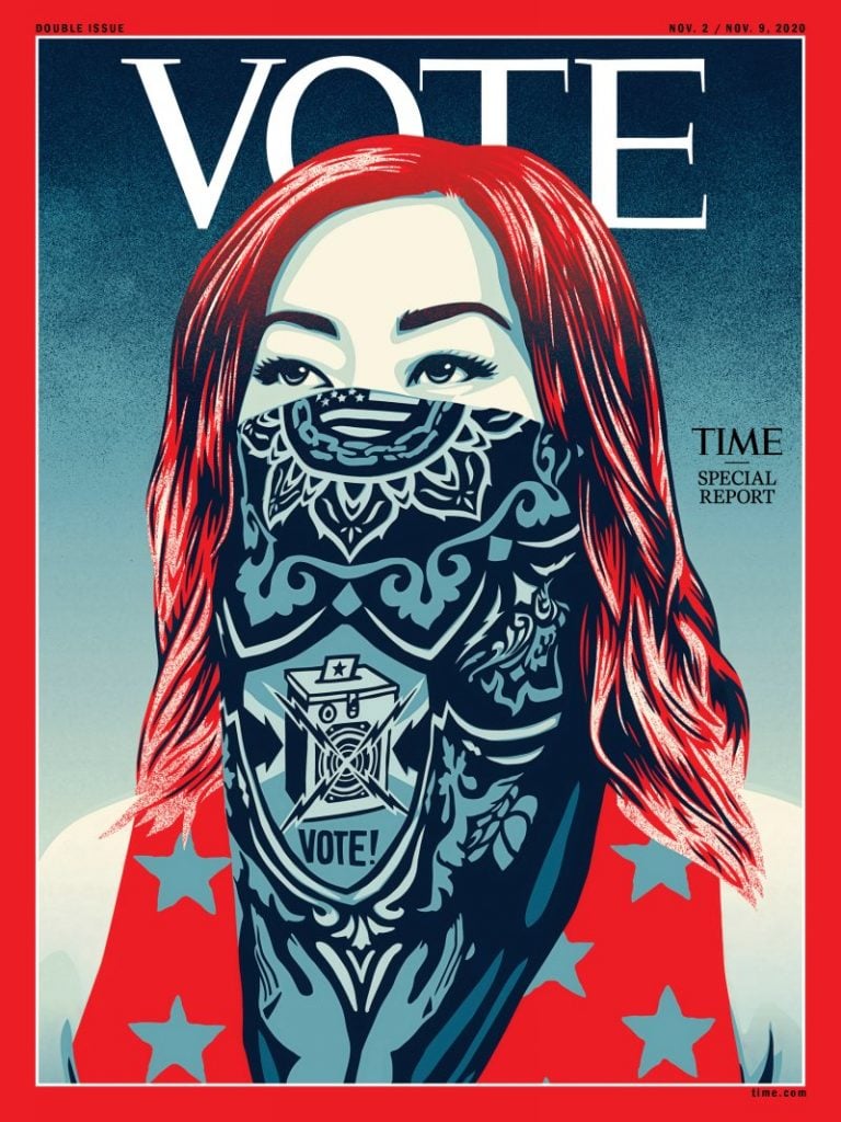 Illustration by Shepard Fairey for TIME. Photo: TIME.