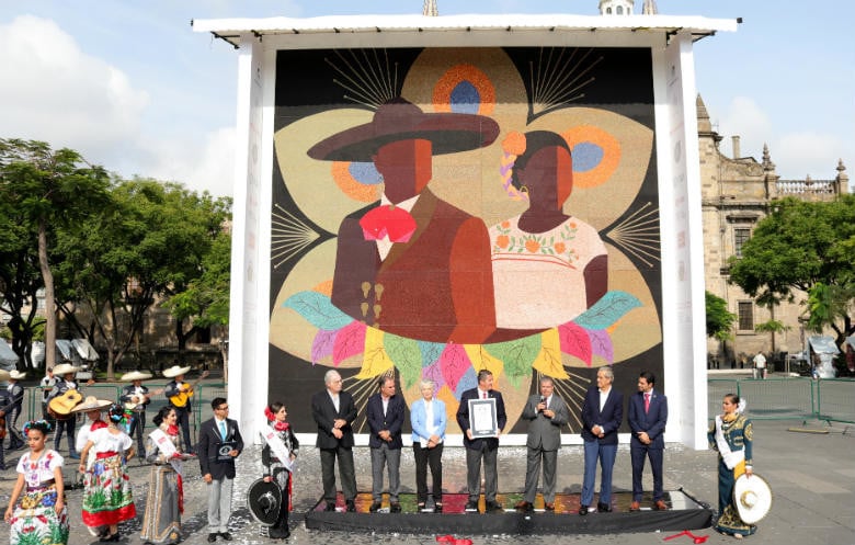 The world's largest bead mosaic, from Cámara de Comercio, Servicios y Turismo de Guadalajara. Photo courtesy of Guinness World Records. 