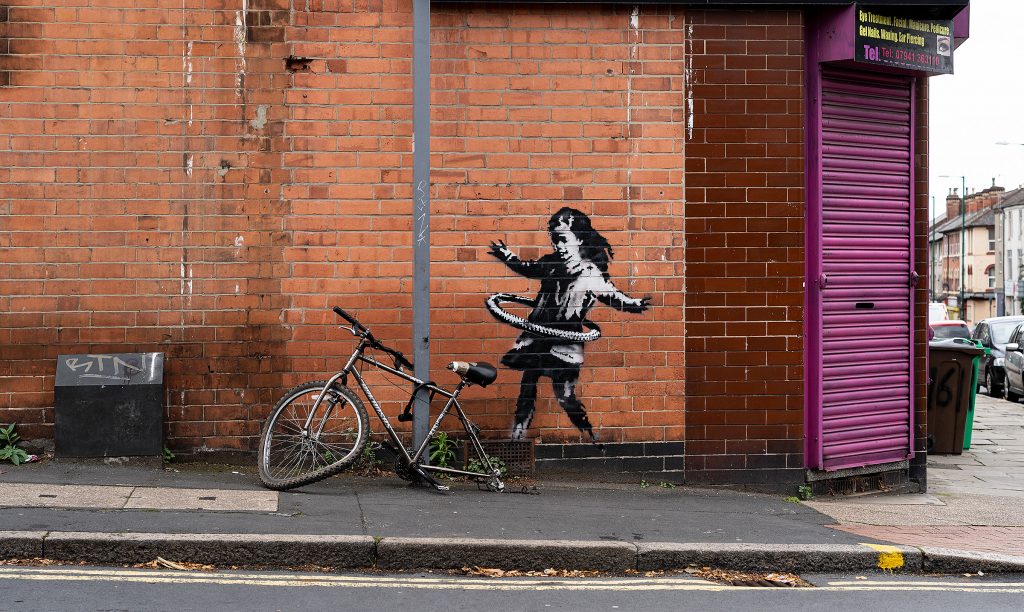 Banksy's latest work on a street corner in Nottingham. Courtesy the artist.