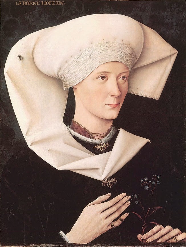 Portrait of a Woman of the Hofer Family(circa 1470) by an unknown Swabian artist.
