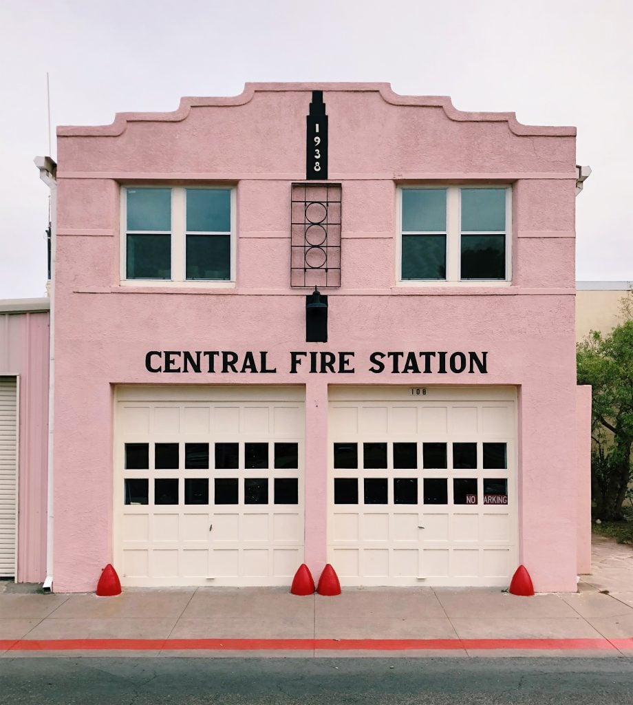 Emily Prestridge, <em>Central Fire Station, Marfa, Texas, c. 1938</em>. Photo courtesy of <em>Accidentally Wes Anderson</em> and @emprestridge.