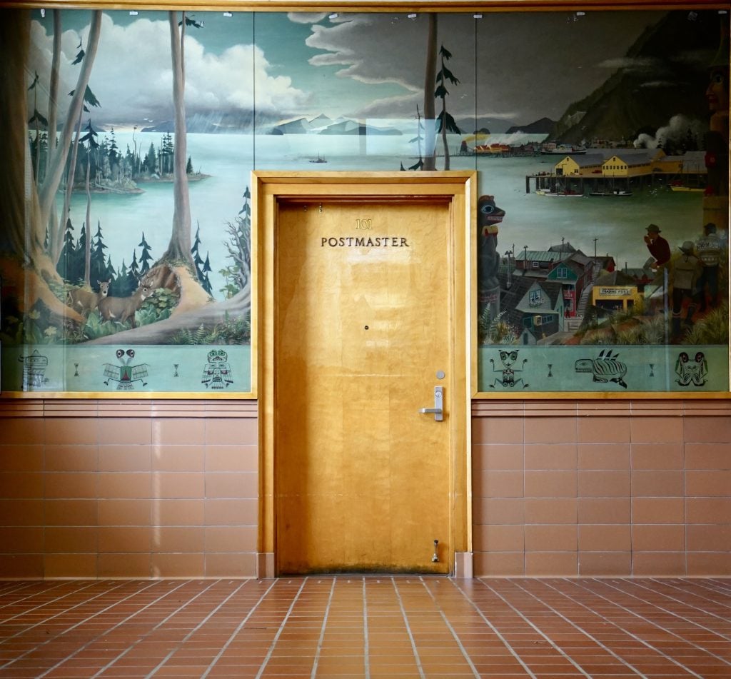 Robin Petravic & Catherin Bailey, <em>Post Office, Wrangell, Alaska, c. 1869</em>. Photo courtesy of <em>Accidentally Wes Anderson</em> and @heath_travels.