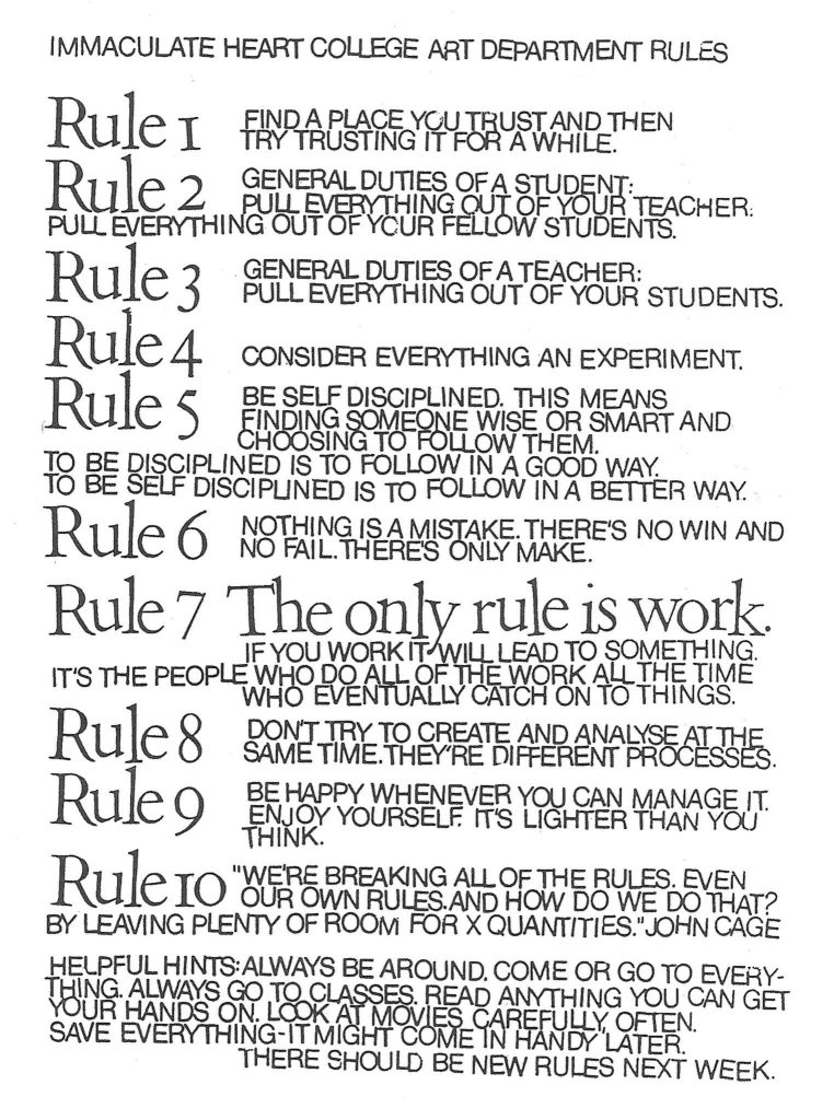 Corita Kent, <em>ten rules</em>. Courtesy of the Corita Art Center. 