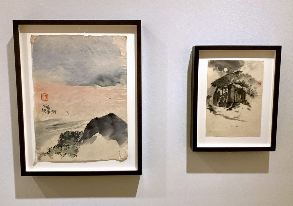 Untitled works by Nandalal Bose in the Asia Society Triennial. (Photo by Ben Davis.)