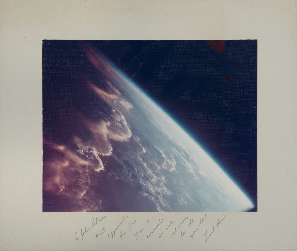 James Lovell [Gemini VII], Sunset over the Earth [Large Format], December 4-18, 1965. Courtesy of Christie's Images Ltd.