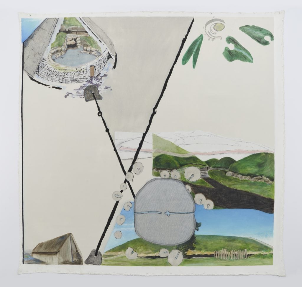 Jo Baer, <i>Time-Line (Spheres, Angles and the Negative of the 2nd Derivative)</i> (2012). © Jo Baer, courtesy Pace Gallery.