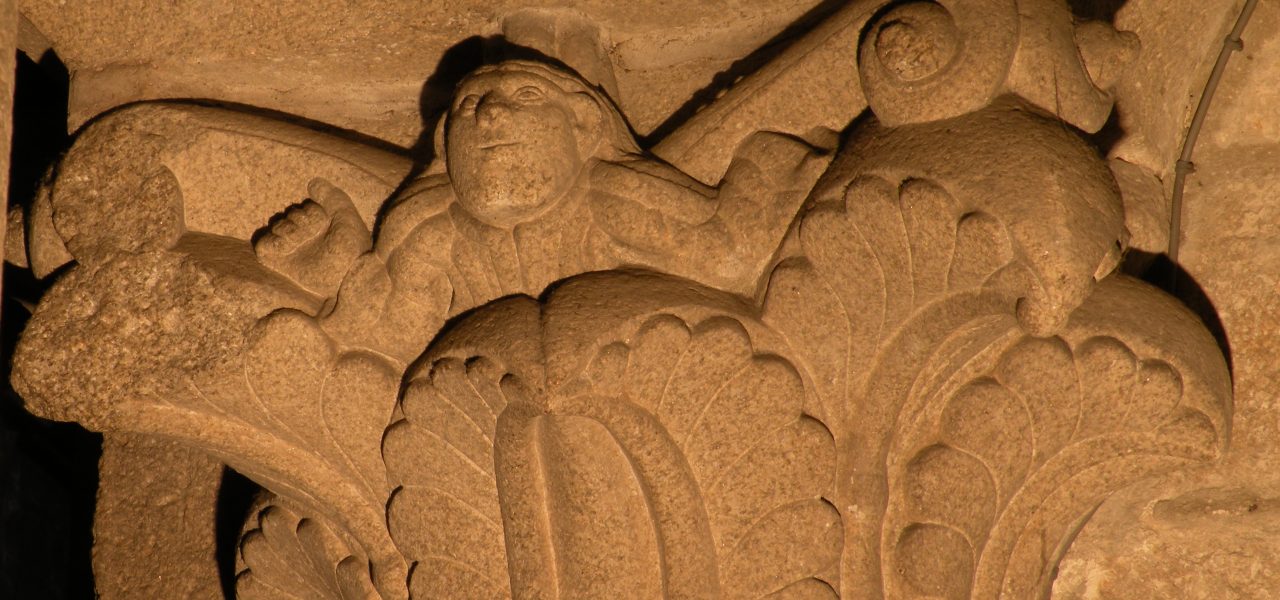 A carving discovered at the Santiago de Compostela Cathedral. Courtesy of Dr. Jennifer Alexander.