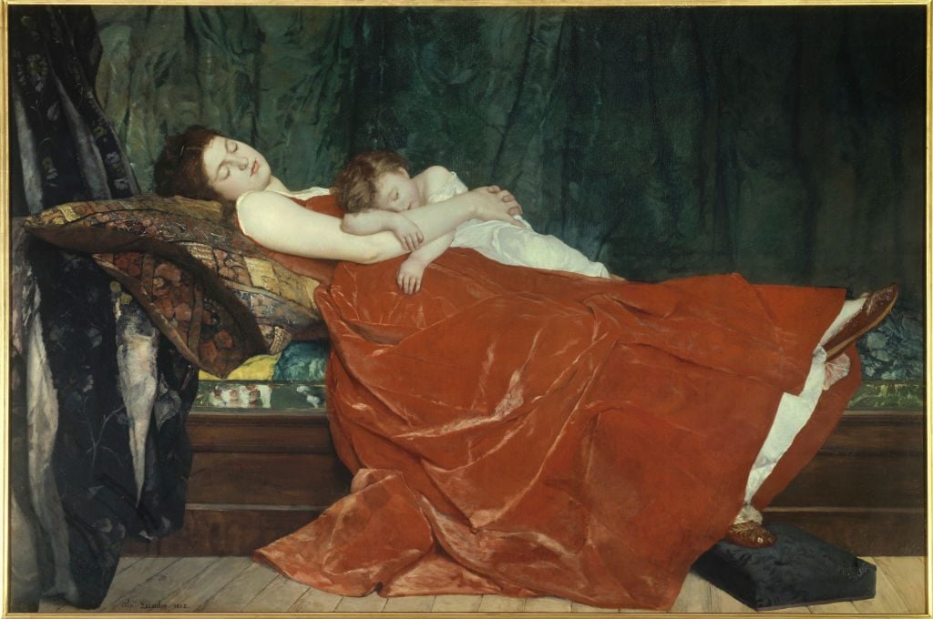 Sleep (sleeping woman and child) (1872) by Lecadre Alphonse. Photo: Christophel Fine Art/Universal Images Group via Getty Images.