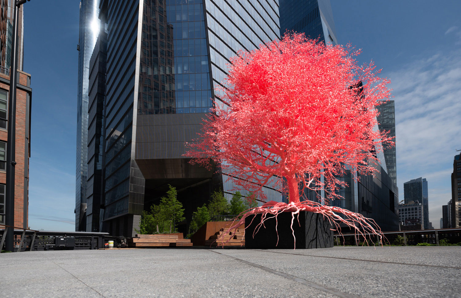 See Artist Pamela Rosenkranz's New High Line Plinth Commission: a Hot Pink  Tree Planted Amid New York's Skyscrapers