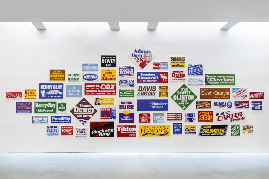 Nina Katchadourian, Monument to the Unelected (2008–) at Pace Gallery, New York, 2020. Photo courtesy of the artist and Pace Gallery.