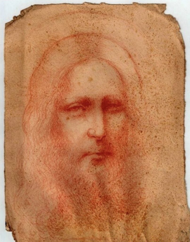 This newly discovered drawing of Jesus is said to be the work of Leonardo da Vinci. Could it be a study for the real Salvator Mundi? Photo courtesy of the Leonardo da Vinci International Committee.