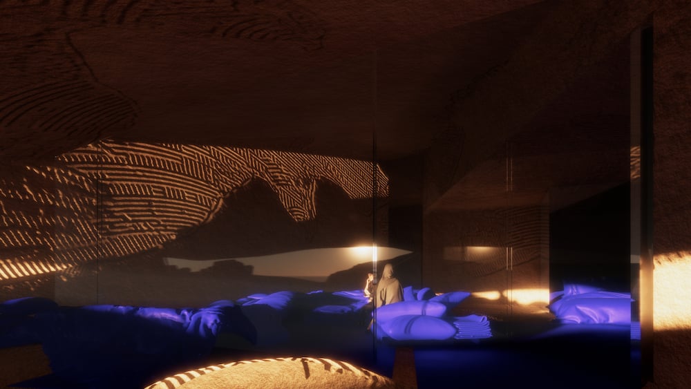 A design for a room at Jean Nouvel's Sharaan in Al Ula. Image courtesy Atelier Jean Nouvel
