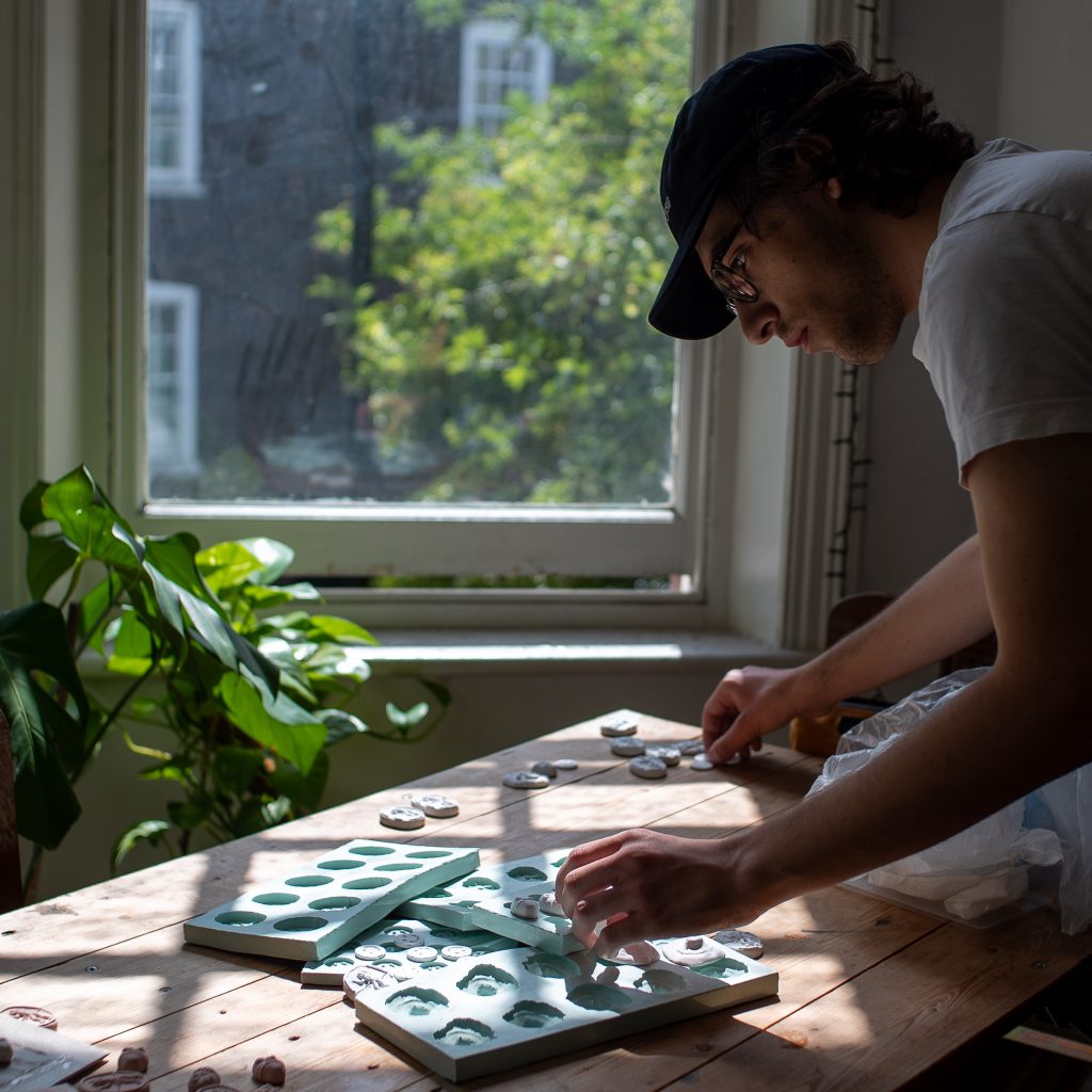 London-based artist Sam Harris in his studio.