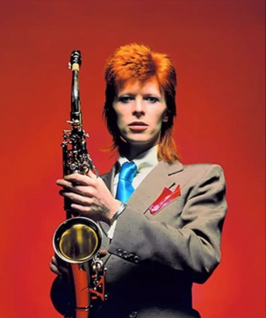 Mick Rock, David Bowie, Sax, London(1973). Courtesy of Skull + Monarch.