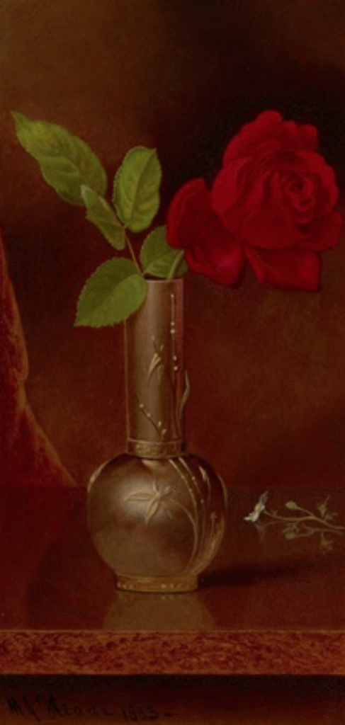 Martin Johnson Heade, Red Rose in a Standing Vase (1883). Courtesy of M.S. Rau.