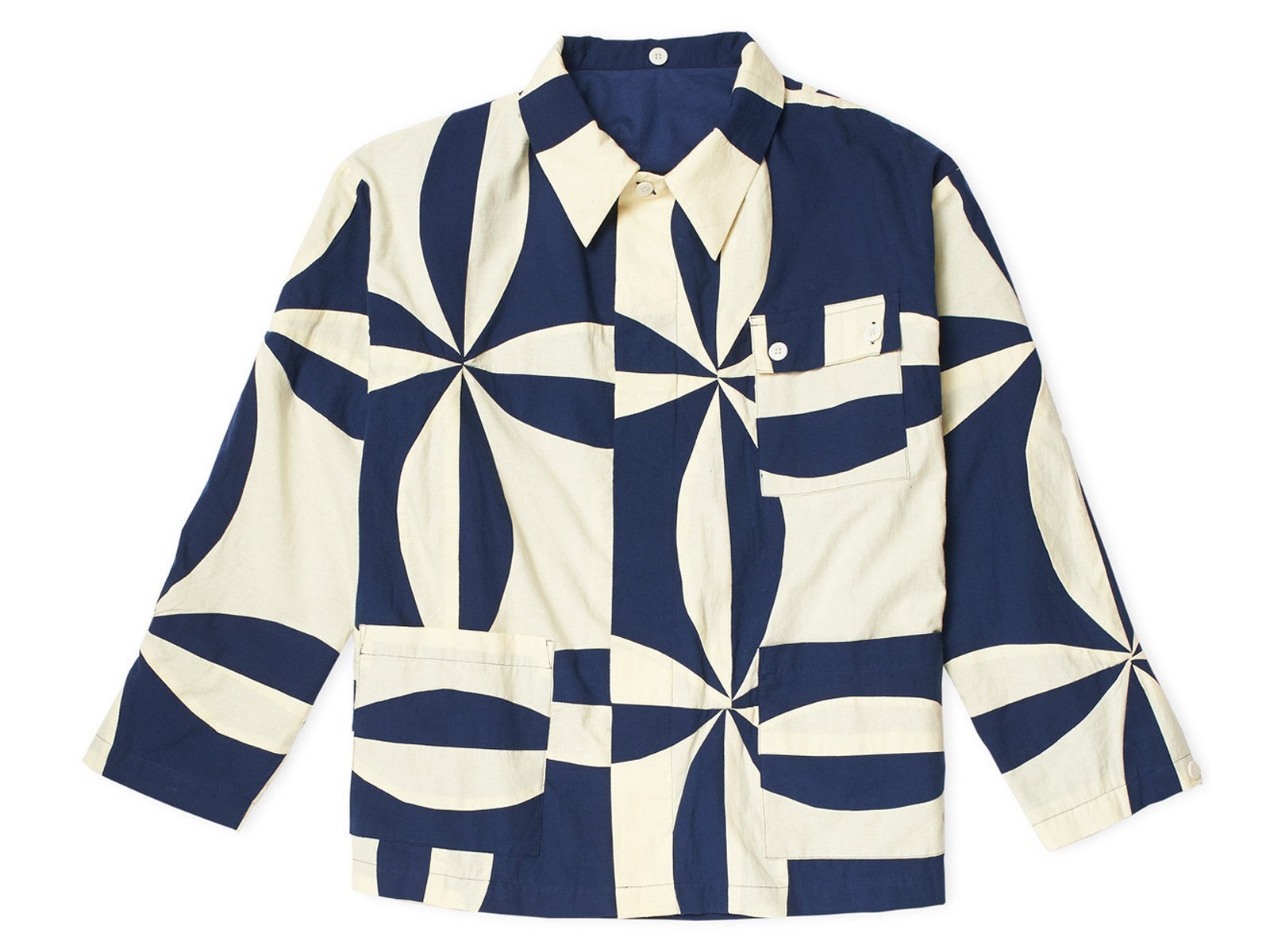 BODE, Blue Swirl Workwear Jacket. Courtesy Aspen Art Museum and BODE.