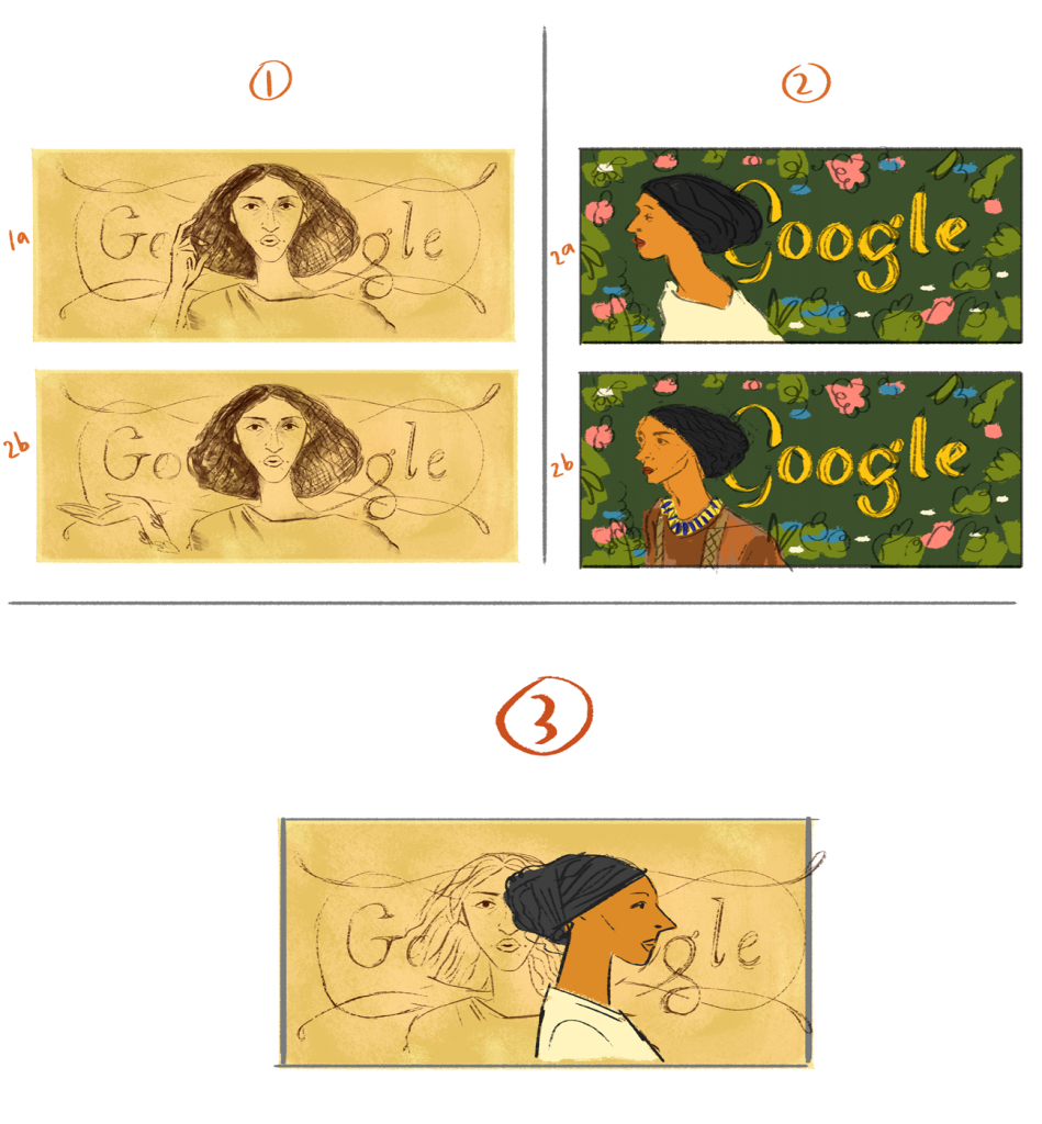 Sophie Diao, drafts of the Google Doodle for Fanny Eaton. Courtesy of Google. 