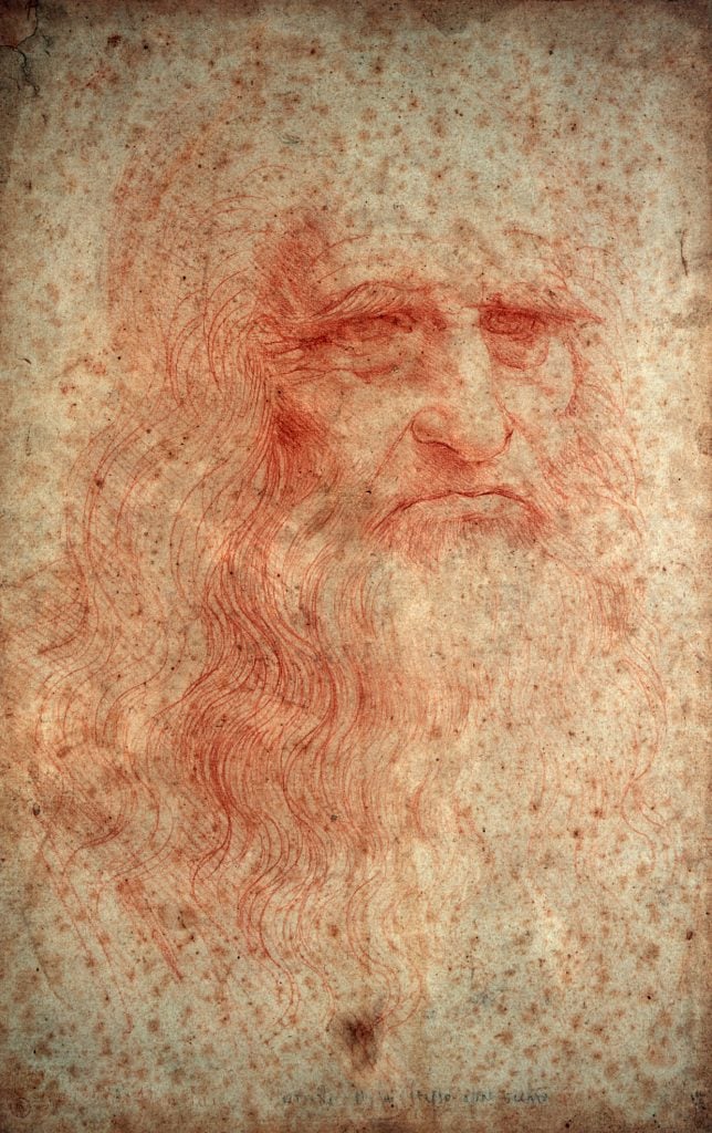 Leonardo da Vinci, <i>Self-Portrait</i> (1512-1515). Photo by DeAgostini/Getty Images.