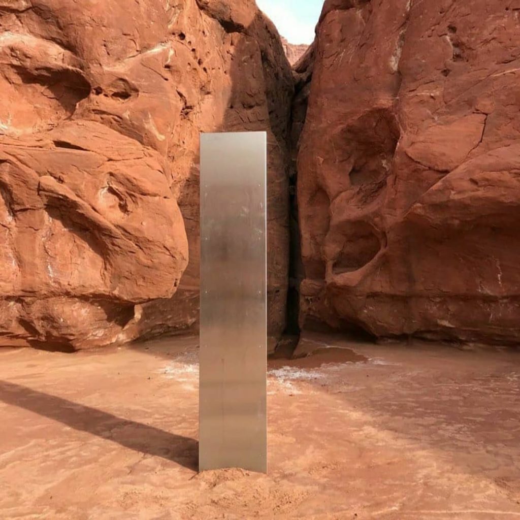 The steel monolith discovered in southern Utah. Courtesy of the Utah Department of Public Safety.