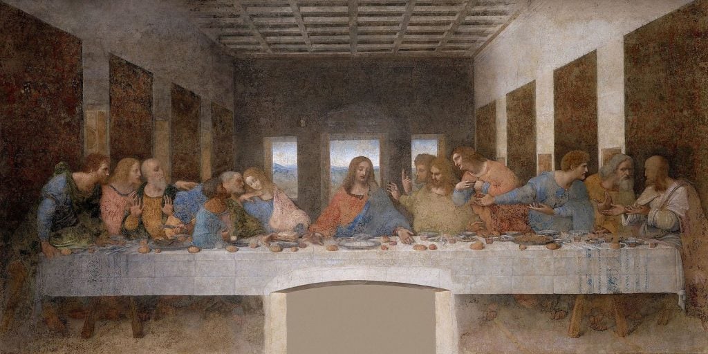 Leonardo da Vinci, <em>The Last Supper</em> (1490). 
