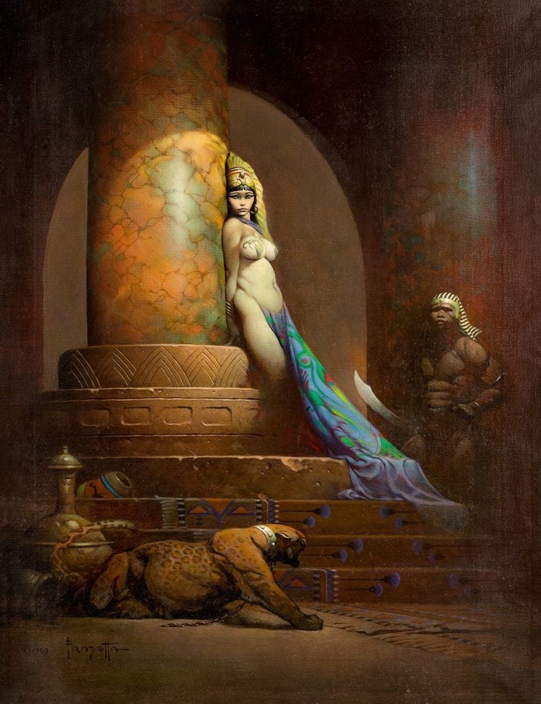 Frank Frazetta, <em>Egyptian Queen</em> (1969). This painting set the auction record for the most expensive original work of comic art with a $5.4 million sale in 2018. Courtesy of Frank Frazetta from TASCHEN's <em>Masterpieces of Fantasy Art</em>.
