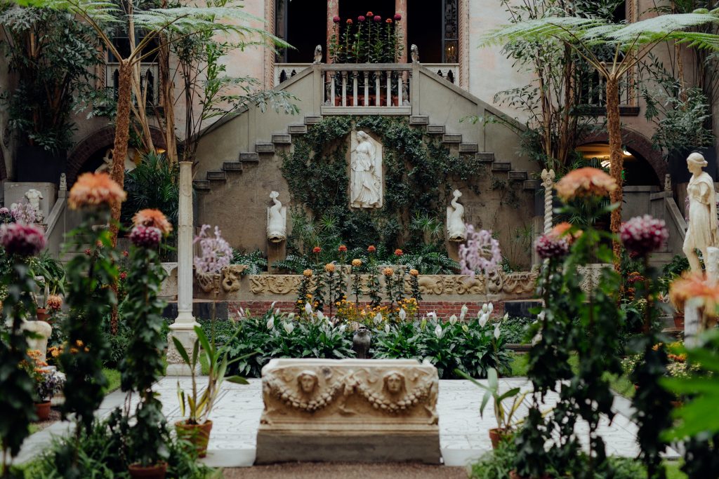 The courtyard at the Isabella Stewart Gardner museum. Photo courtesy Ally Schmaling and the Isabella Stewart Gardner Museum.