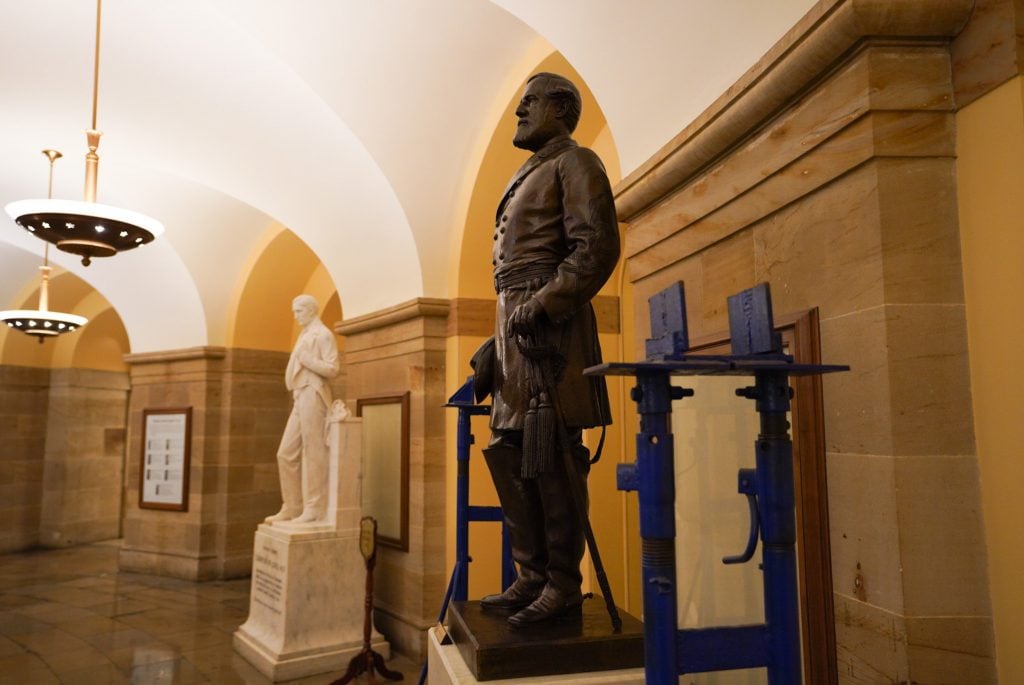 Virginia's statue of Robert E. Lee in the US Capitol. Photo: Jack Mayer, Office of Governor Northam.
