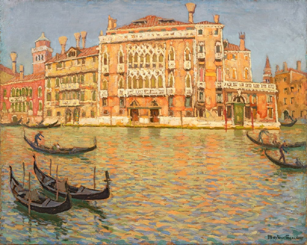 Jacques Martin-Ferrières,Venise, le grand canal ensoleillé, la C’d’oro (c. 1959). Courtesy of Galerie Alexis Pentcheff, Marseilles, and Galerie Maket, Paris.
