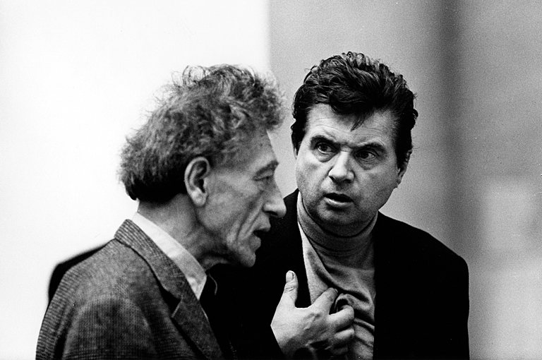 Artists Alberto Giacometti and Francis Bacon. Photo: Graham Keen / TopFoto.