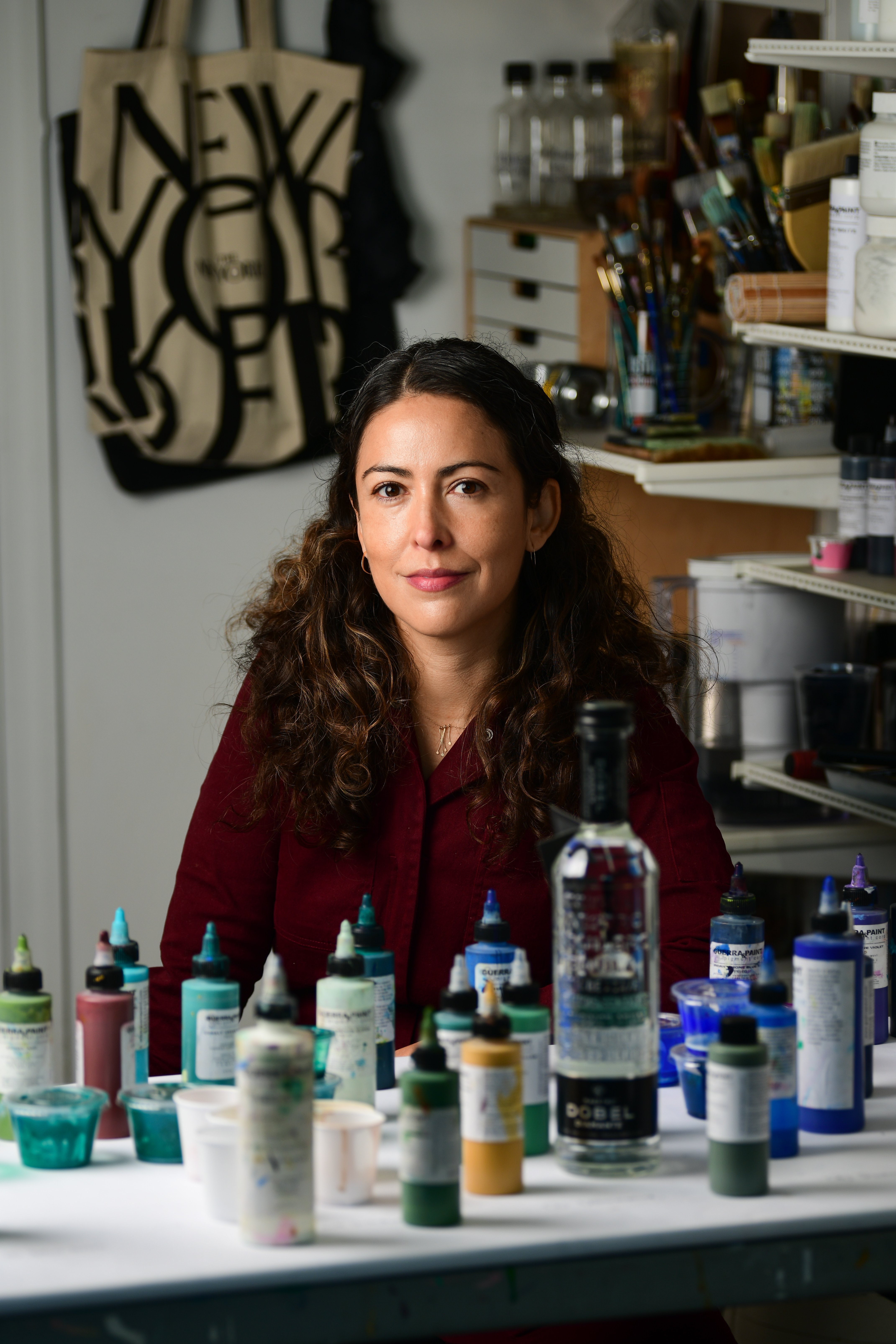 Artist Mariana Garibay Raeke in her studio. Photo: Max Flatow Photography.