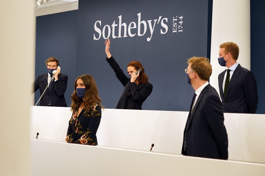 A salesroom at Sotheby's. Photo courtesy Sotheby's.