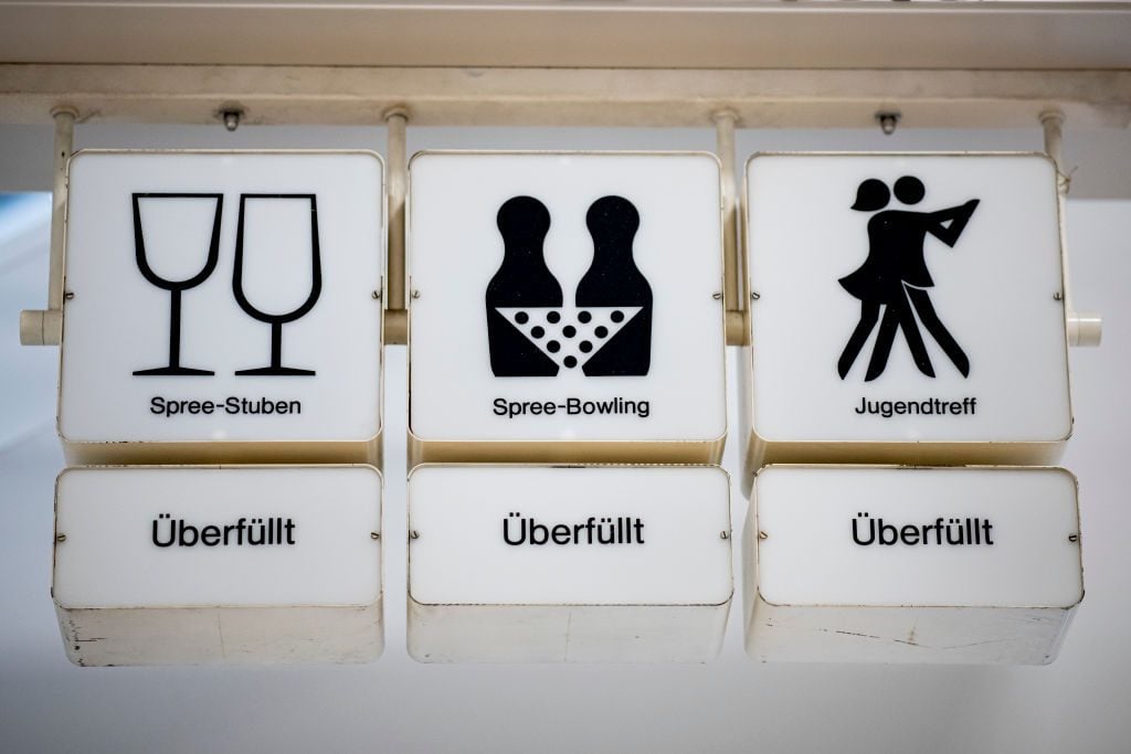 Information boards from the Palast der Republik. Photo: Fabian Sommer/dpa via Getty Images.
