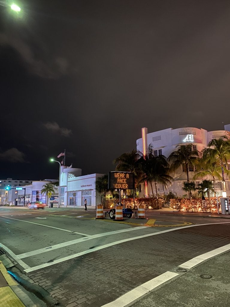 Collins Avenue in Miami. And there's no one there. Photo by Nate Freeman.