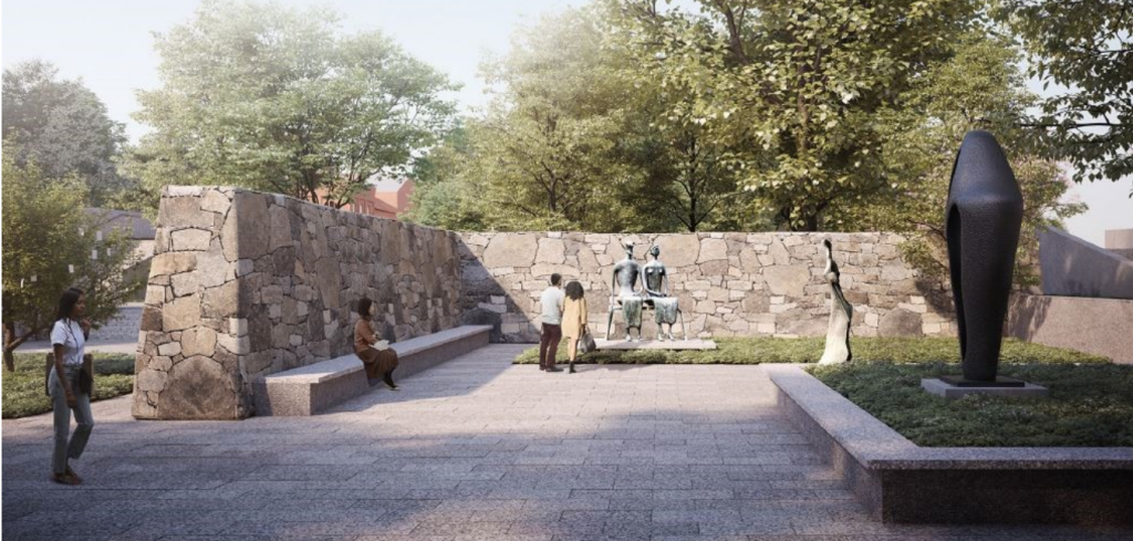 A rendering of Hiroshi Sugimoto's stone walls in the Hirshhorn garden. Courtesy of the Hirshhorn Museum and Sculpture Garden.