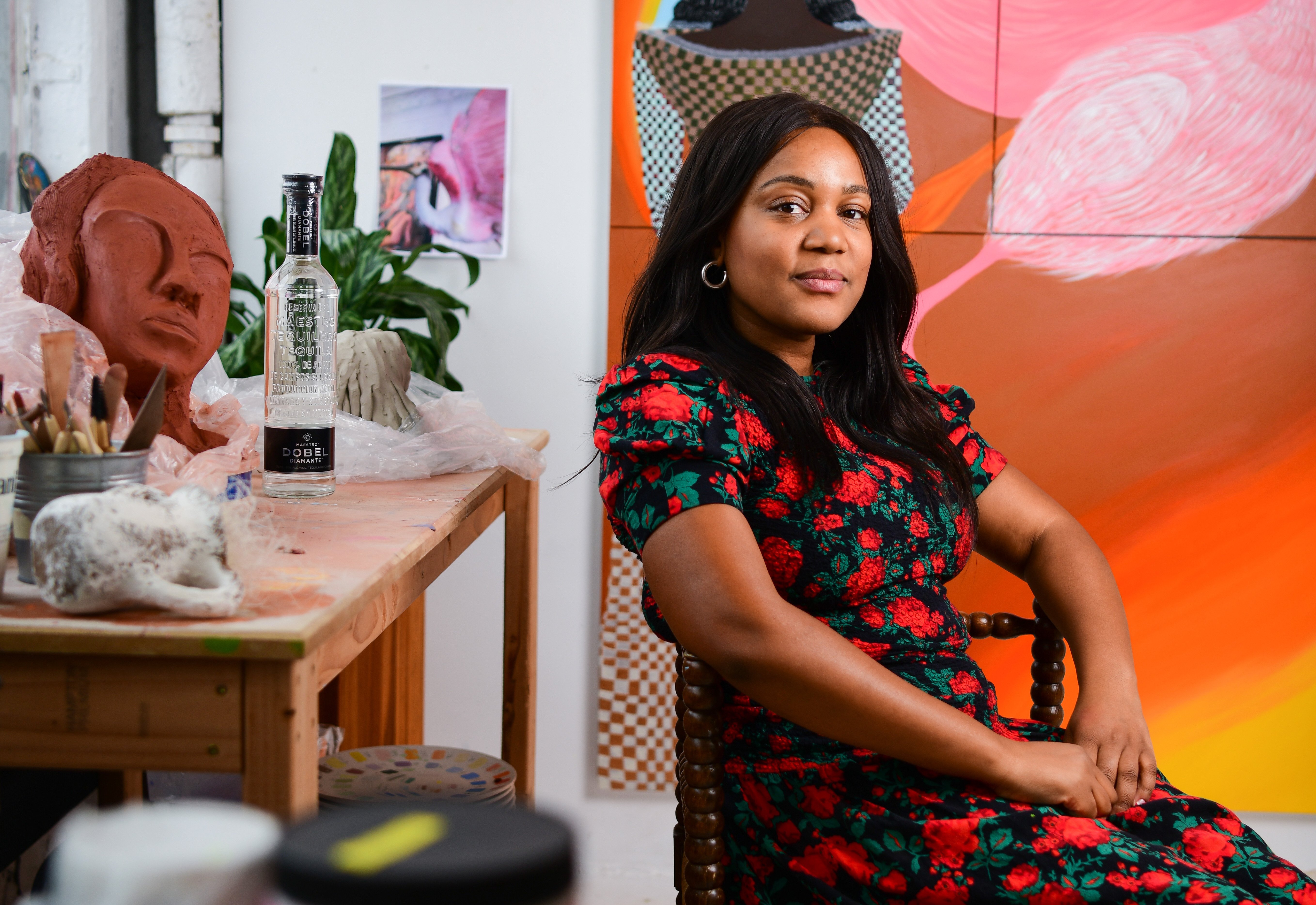 Artist Delphine Desane in her studio. Photo: Max Flatow Photography.